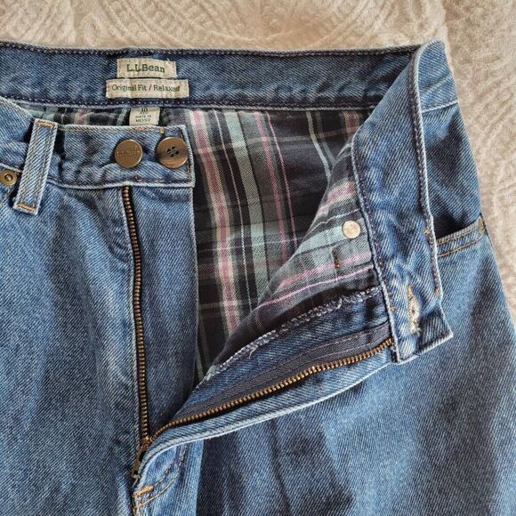 L.L. Bean Women’s Flannel Lined Jeans Size 10 Regular Original Fit Relaxed 100% - Picture 5 of 8